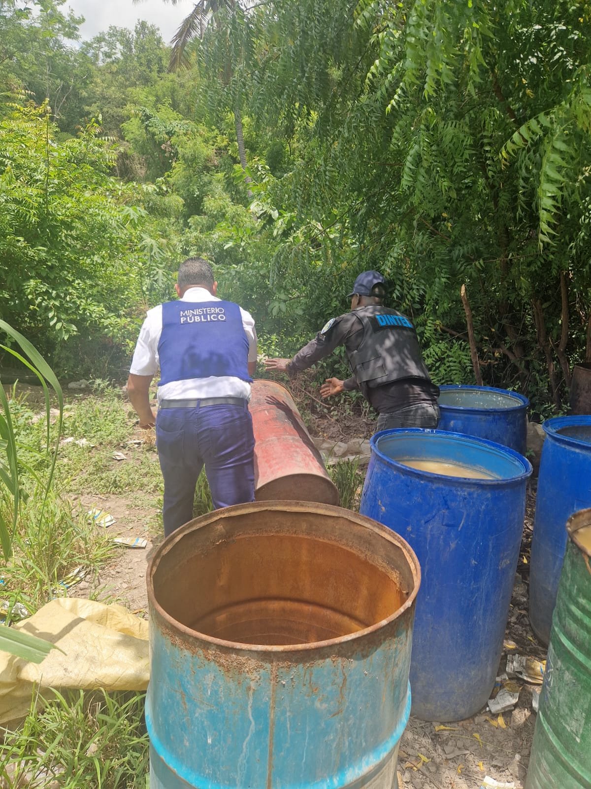 Golpe al alcohol ilegal: desmantelan fábrica clandestina de “clerén” y destruyen más de 2,100 galones en Azua